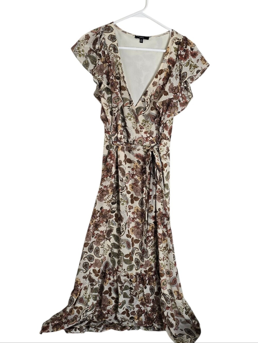 Drew Terra Vintage Garden Boho Floral High Low Wrap Dress M Paisley Boho Fall